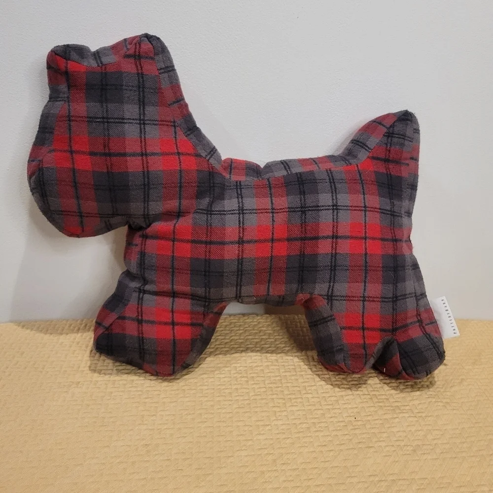 Pottery barn Flannel Red/black Scotty Dog Plush Pillow